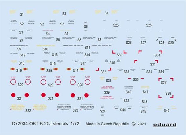Eduard Eduard 1/72 Decal B-25J stencils for Hasegawa/Revell