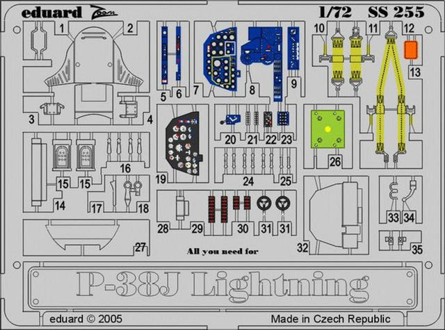 Eduard Eduard 1/72 P38J for Academy (Pre-Painted)