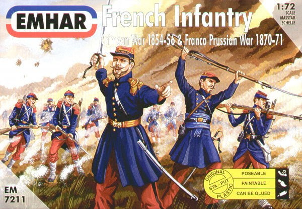 Emhar MILITARY MODELS Emhar Military 1/72 Crimean War 1854-56 & Franco Prussian War 1870-71 French Infantry (50) Kit