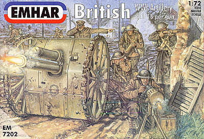 Emhar MILITARY MODELS Emhar Military 1/72 WWI British Artillery (24) w/2 18-Pdr Guns Kit