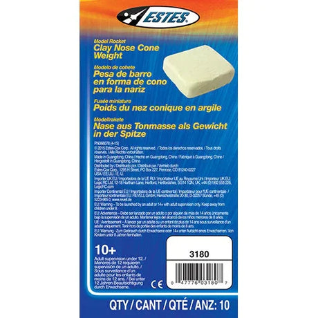 Estes Rockets Model Rocketry Estes Rockets Clay Nose Cone Weight 3180