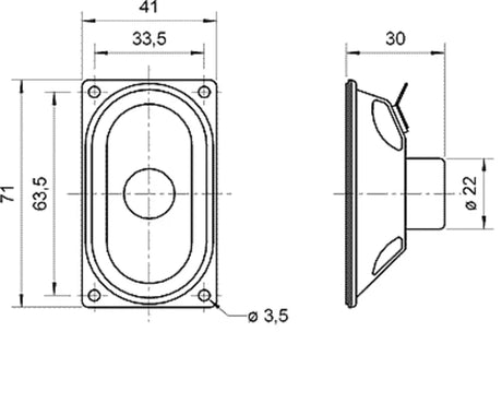ESU ESU 50336 Loudspeaker Visaton SC 4.7 ND, 41mm x 71mm, square, 8 Ohm for LokSound XL