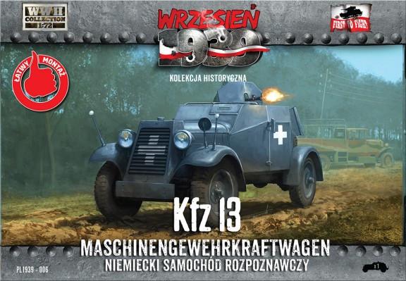 First to Fight MILITARY MODEL First To Fight 1/72 Kfz13 German Recon Armored Car w/Machine Gun Kit