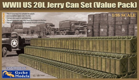 Gecko MILITARY MODEL Gecko 1/35 WWII US 20L Jerry Can Set (Value Pack) Kit