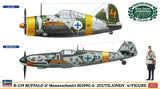 Hasegawa 2439 1/72 B-239 Buffalo & Messerschmitt Bf109G-6 `Juutilainen´ w/ Figure (2-Pack) Model Kit