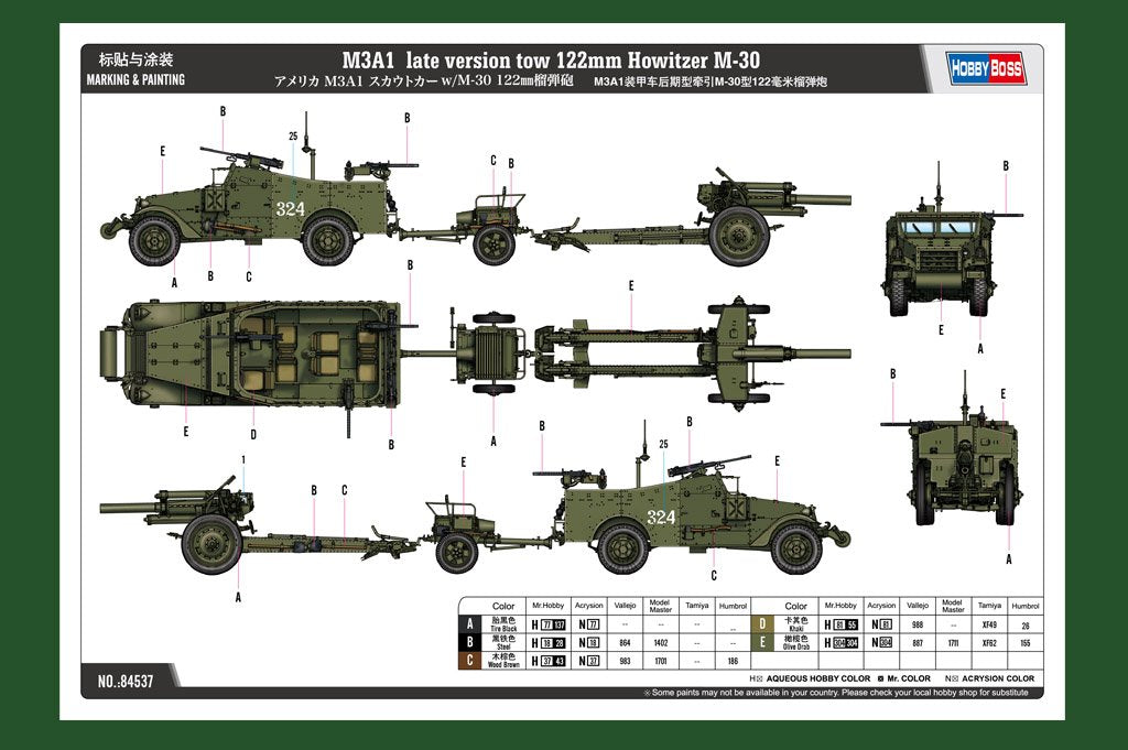 Hobby Boss MILITARY MODEL Hobby Boss 1/35 M3A1 Late 122mm Howitzer M-30 Kit