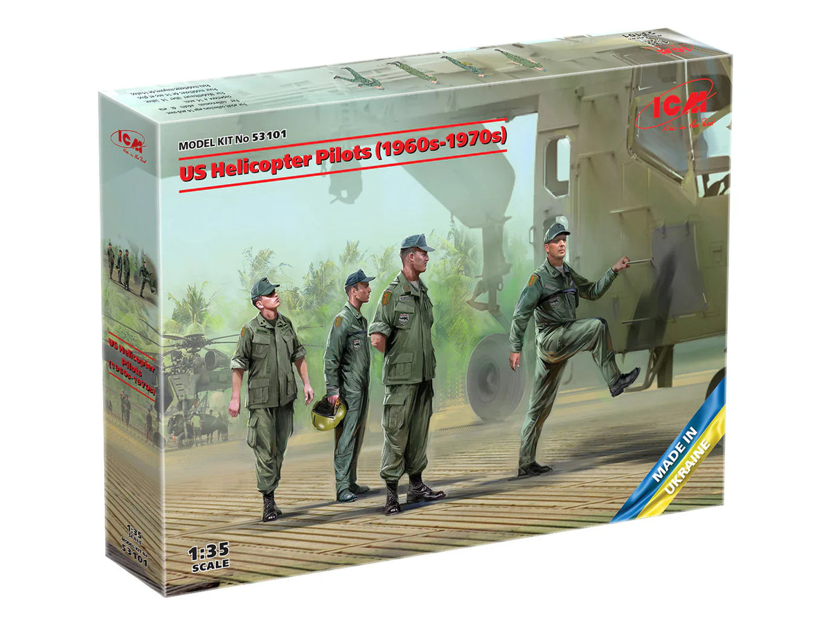 ICM Models 53101 1/35 U.S. Helicopter Pilots (1960s-1970s) Figures Model Kit