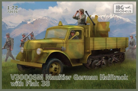 ICM Models MILITARY MODEL IBG Military 1/72 V3000SM Maultier German Halftrack w/Flak 38AA Gun (New Tool) Kit