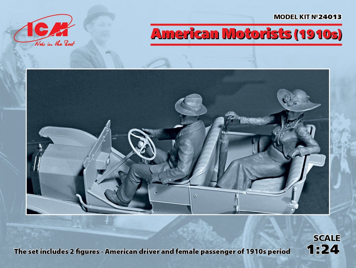 ICM Models MODEL CARS ICM Models Model Cars 1/24 American Male/Female Motorists 1910's Kit