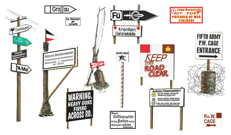Italeri MILITARY MODEL Italeri 1/35 WWII Road Signs Kit