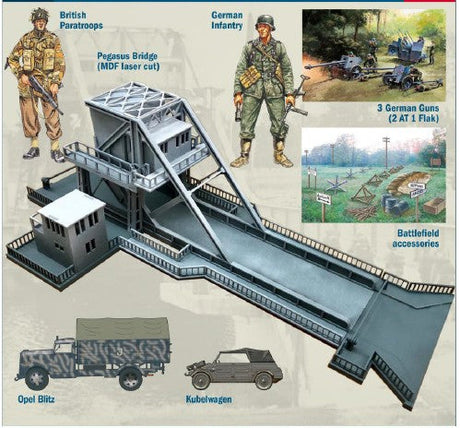 Italeri MILITARY MODEL Italeri 1/72 Pegasus Bridge Assault Battle Diorama Set (New Tool)