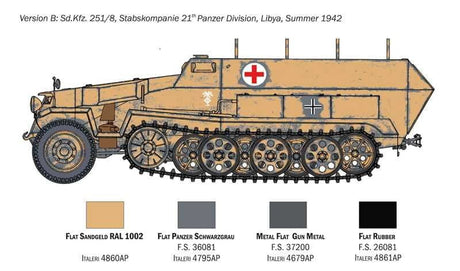 Italeri MILITARY MODEL Italeri 1/72 SdKfz 251/8 Halftrack Ambulance Kit