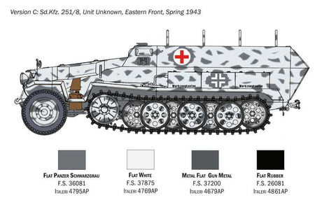 Italeri MILITARY MODEL Italeri 1/72 SdKfz 251/8 Halftrack Ambulance Kit