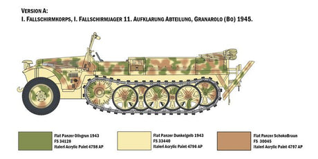 Italeri MILITARY MODELS Italeri 1/35 SdKfz 10 Demag D7 Halftrack w/German Paratroopers (4) Kit