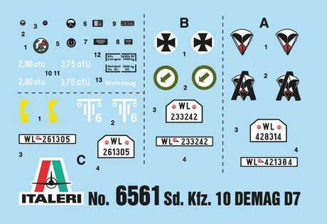 Italeri MILITARY MODELS Italeri 1/35 SdKfz 10 Demag D7 Halftrack w/German Paratroopers (4) Kit