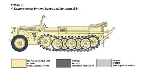Italeri MILITARY MODELS Italeri 1/35 SdKfz 10 Demag D7 Halftrack w/German Paratroopers (4) Kit