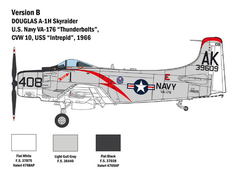 Italeri MODEL AIRCRAFT Italeri 1/48 A1-H Skyraider Fighter/Bomber Kit