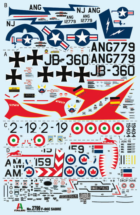 Italeri MODEL AIRCRAFT Italeri 1/48 F86E Sabre Jet Fighter Kit