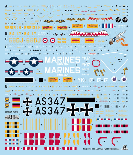 Italeri MODEL AIRCRAFT Italeri 1/48 H34 Pirate/UH34D US Marines Helicopter Kit