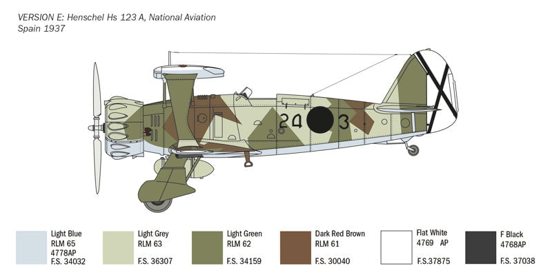 Italeri MODEL AIRCRAFT Italeri 1/48 Henschel Hs123 Aircraft Kit