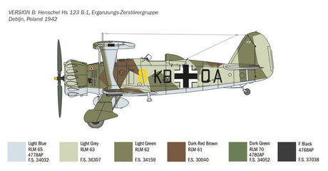 Italeri MODEL AIRCRAFT Italeri 1/48 Henschel Hs123 Aircraft Kit