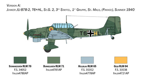 Italeri MODEL AIRCRAFT Italeri 1/48 Ju87 Stuka 2-Seater Dive Bomber/Attacker Battle of Britain 80th Anniversary Kit