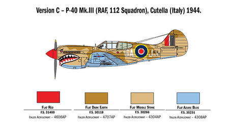 Italeri MODEL AIRCRAFT Italeri 1/48 P40E/K Kittyhawk Kit