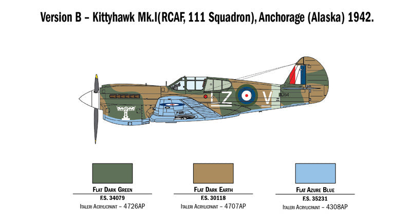 Italeri MODEL AIRCRAFT Italeri 1/48 P40E/K Kittyhawk Kit