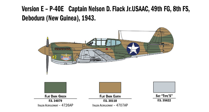 Italeri MODEL AIRCRAFT Italeri 1/48 P40E/K Kittyhawk Kit