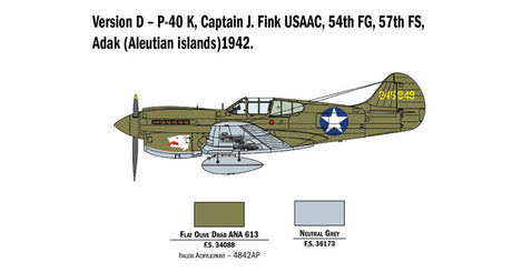 Italeri MODEL AIRCRAFT Italeri 1/48 P40E/K Kittyhawk Kit