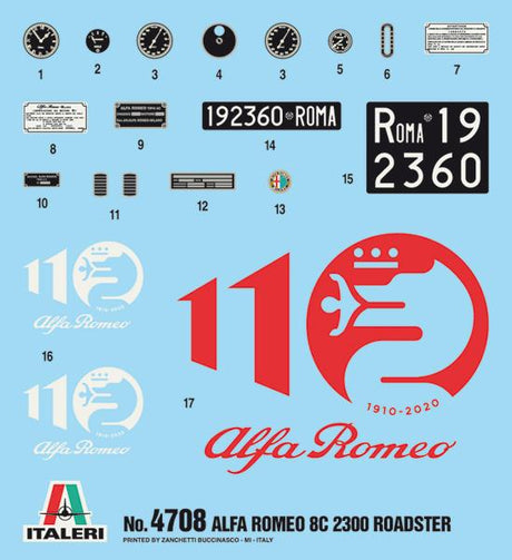 Italeri MODEL CARS Italeri 1/12 Alfa Romeo 8C 2300 1931-33 110th Anniversary Race Car Kit