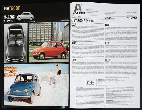 Italeri MODEL CARS Italeri 1/12 Fiat 500F Version 1968 Car (New Tool) Kit