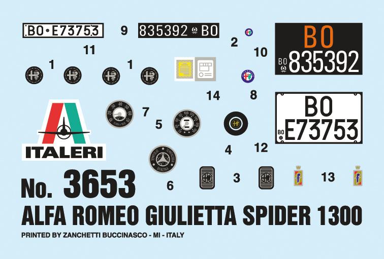 Italeri MODEL CARS Italeri 1/24 Alfa Romeo Giulietta Spider 1300 Car Kit