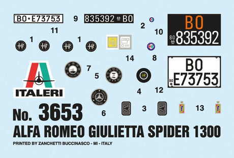 Italeri MODEL CARS Italeri 1/24 Alfa Romeo Giulietta Spider 1300 Car Kit