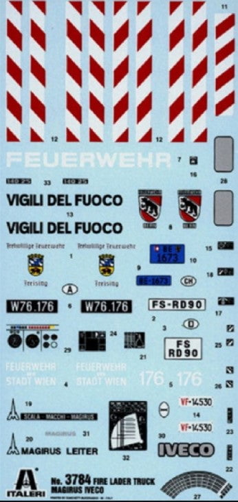 Italeri MODEL CARS Italeri 1/24 IVECO-Magirus DLK23-12 Fire Engine Ladder Truck (Re-Issue) Kit