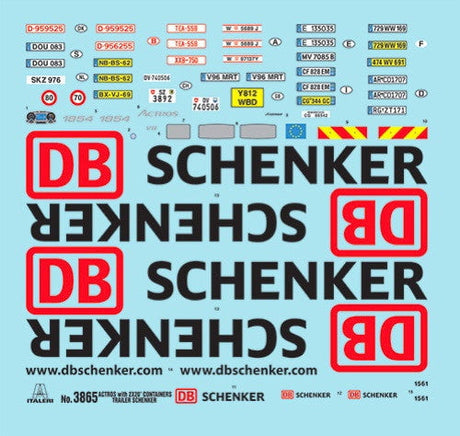 Italeri MODEL CARS Italeri 1/24 Mercedes Benz Actros Tractor Trailer w/2 DB Schenker 20' Containers Kit