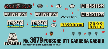 Italeri MODEL CARS Italeri 1/24 Porsche 911 Carrera Convertible Kit