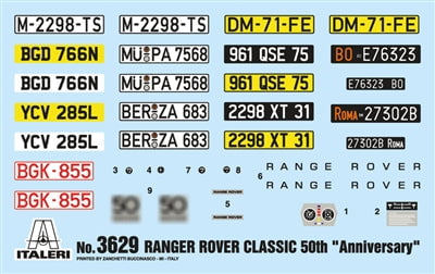 Italeri MODEL CARS Italeri 1/24 Range Rover Classic - 50th Anniversary Kit