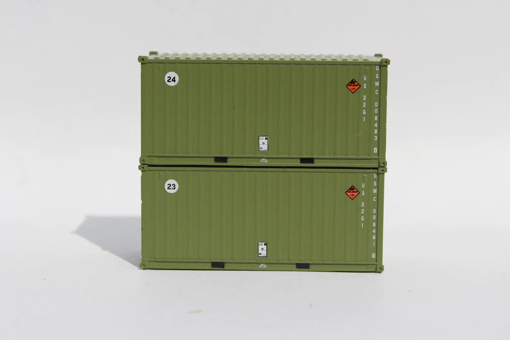 Jacksonville Terminal Company JTC MODEL TRAINS 205457 USMC Military (Marines) MILITARY SERIES "B" 20' Std. height containers with Magnetic system N Scale