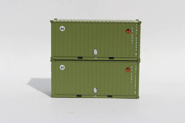 Jacksonville Terminal Company JTC MODEL TRAINS 205457 USMC Military (Marines) MILITARY SERIES "B" 20' Std. height containers with Magnetic system N Scale