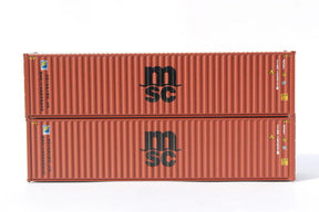 Jacksonville Terminal Company JTC MODEL TRAINS 405187 MSC FFAU (Florens lease, Brown with Black logo) 40' HIGH CUBE containers with Magnetic system, Corrugated-side N Scale