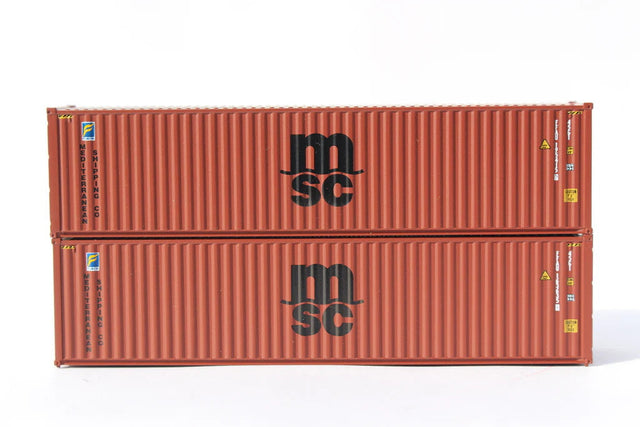Jacksonville Terminal Company JTC MODEL TRAINS 405187 MSC FFAU (Florens lease, Brown with Black logo) 40' HIGH CUBE containers with Magnetic system, Corrugated-side N Scale