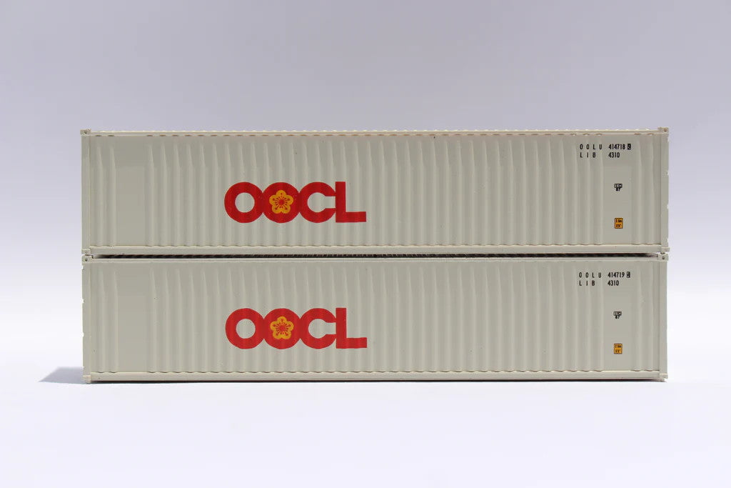 Jacksonville Terminal Company JTC MODEL TRAINS 405504 OOCL large logo 40' Standard Height 8'6 2-P-44-P-2 Panel side standard wave corrugations containers N Scale