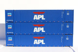 Jacksonville Terminal Company JTC MODEL TRAINS 953039 APL large logo "Early Scheme" Ocean 53' (HO Scale 1:87) 3 pack of containers with IBC castings at 53' corner HO Scale