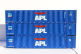 Jacksonville Terminal Company JTC MODEL TRAINS 953039 APL large logo "Early Scheme" Ocean 53' (HO Scale 1:87) 3 pack of containers with IBC castings at 53' corner HO Scale