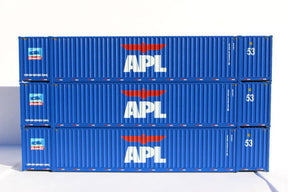 Jacksonville Terminal Company JTC MODEL TRAINS 953039 APL large logo "Early Scheme" Ocean 53' (HO Scale 1:87) 3 pack of containers with IBC castings at 53' corner HO Scale