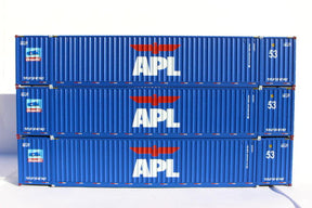 Jacksonville Terminal Company JTC MODEL TRAINS 953052 APL large logo set #2, "No Lift" Ocean 53' (HO Scale 1:87) 3 pack of containers with IBC castings at 53' corner HO Scale