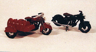 JL Innovative MODEL TRAINS JL Innovative Design HO 1947 Motorcycles (2) 1 w/Fuel Tank Sidecar Metal Kit