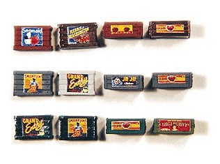 JL Innovative MODEL TRAINS JL Innovative Design HO Custom Crates Large Grey, Fruit/Food (4)