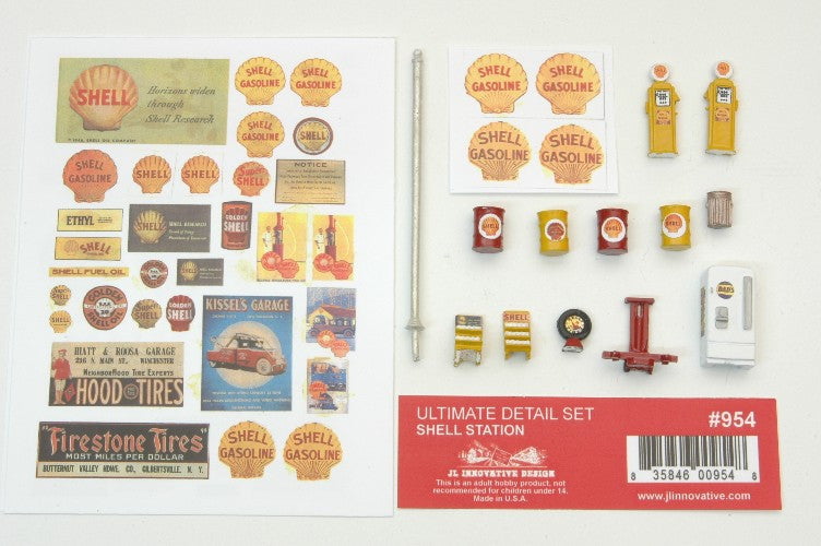 JL Innovative MODEL TRAINS JL Innovative Design HO Ultimate Shell Gas Station Detail Set